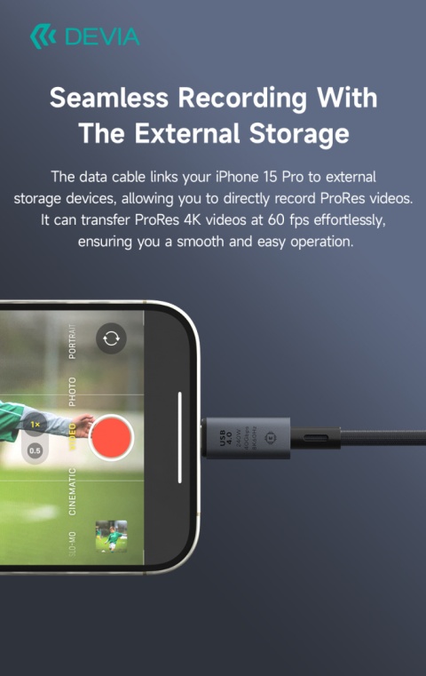 Devia kabel Extreme PD USB-C - USB-C 4.0 1,0 m 240W czarny 8K 60Hz