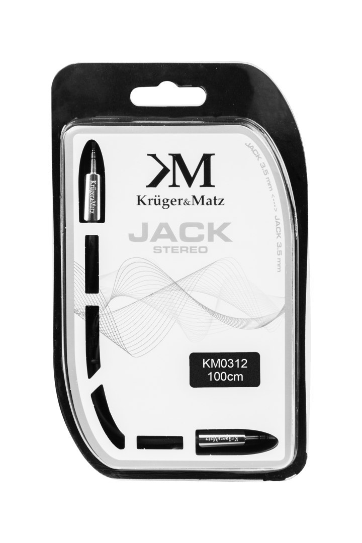Kabel wtyk prosty - wtyk prosty jack 3.5 stereo 1.0m Kruger&Matz KM0312P
