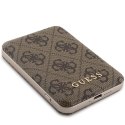 Guess Powerbank indukcyjny 15W GUPB5FP4EMGW 5000mAh brązowy/brown 4G Leather Metal Logo MagSafe