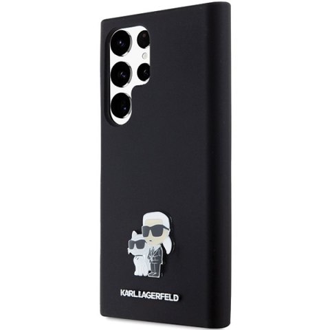 Karl Lagerfeld KLHCS24LSMHKCNPK S24 Ultra S928 hardcase czarny/black Silicone Karl&Choupette Metal Pin