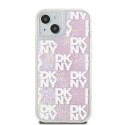 DKNY nakładka do iPhone 15 6,1" DKHCP15SLCPEPP biała HC liquid glitters w checkered pattern