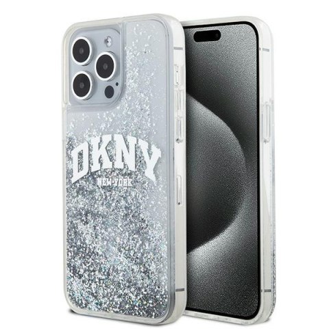 DKNY nakładka do iPhone 15 Pro 6,1" DKHCP15LLBNAET biała HC liquid glitters w arch logo