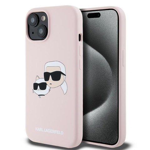 Karl Lagerfeld nakładka do iPhone 15 6,1" KLHMP15SSKCHPPLP różowa HC Magsafe silicone sil double heads print