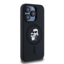 Karl Lagerfeld nakładka do iPhone 15 Pro 6,1" KLHMP15LSCMKCRHK czarna HC Magsafe silicone kc heads ring