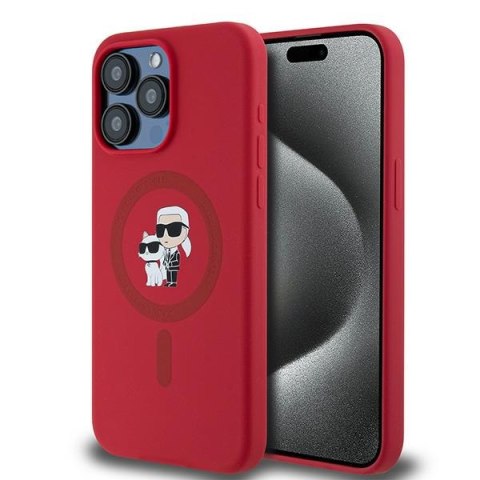 Karl Lagerfeld nakładka do iPhone 15 Pro Max 6,7" KLHMP15XSCMKCRHR HC czerwona Magsafe silicone kc heads ring