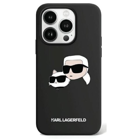 Karl Lagerfeld nakładka do iPhone 15 Pro Max 6,7" KLHMP15XSKCHPPLK czarna HC Magsafe silicone sil double heads print