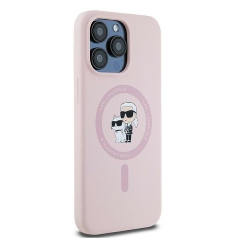 Karl Lagerfeld KLHMP15LSCMKCRHP iPhone 15 Pro 6.1" różowy/pink hardcase Silicone Karl & Choupette MagSafe