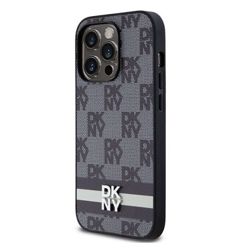 DKNY DKHCP14LPCPTSSK iPhone 14 Pro 6.1" czarny/black hardcase Leather Checkered Mono Pattern & Printed Stripes