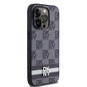 DKNY DKHCP14LPCPTSSK iPhone 14 Pro 6.1" czarny/black hardcase Leather Checkered Mono Pattern & Printed Stripes