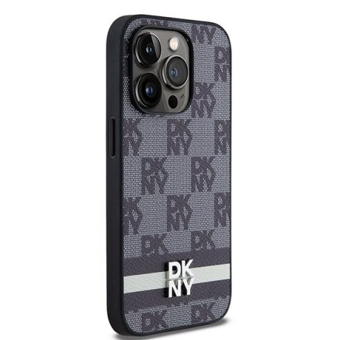 DKNY DKHCP14LPCPTSSK iPhone 14 Pro 6.1" czarny/black hardcase Leather Checkered Mono Pattern & Printed Stripes