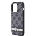 DKNY DKHCP14LPCPTSSK iPhone 14 Pro 6.1" czarny/black hardcase Leather Checkered Mono Pattern & Printed Stripes