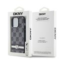 DKNY DKHCP14LPCPTSSK iPhone 14 Pro 6.1" czarny/black hardcase Leather Checkered Mono Pattern & Printed Stripes