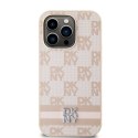 DKNY DKHCP14LPCPTSSP iPhone 14 Pro 6.1" różowy/pink hardcase Leather Checkered Mono Pattern & Printed Stripes