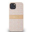 DKNY DKHCP14SPRTHSLP iPhone 14 / 15 / 13 6.1" różowy/pink hardcase Leather Mono Stripe & Metal Logo