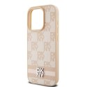 DKNY DKHCP15LPCPTSSP iPhone 15 Pro 6.1" różowy/pink hardcase Leather Checkered Mono Pattern & Printed Stripes