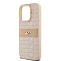 DKNY DKHCP15LPRTHSLP iPhone 15 Pro 6.1" różowy/pink hardcase Leather Mono Stripe & Metal Logo