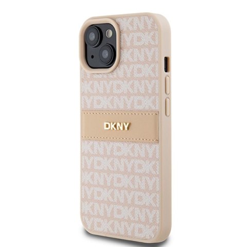 DKNY DKHCP15MPRTHSLP iPhone 15 Plus / 14 Plus 6.7" różowy/pink hardcase Leather Mono Stripe & Metal Logo