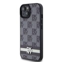 DKNY DKHCP15SPCPTSSK iPhone 15 / 14 / 13 6.1" czarny/black hardcase Leather Checkered Mono Pattern & Printed Stripes