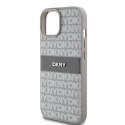 DKNY DKHCP15SPRTHSLE iPhone 15 / 14 / 13 6.1" beżowy/beige hardcase Leather Mono Stripe & Metal Logo