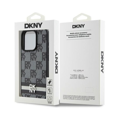 DKNY DKHCP15XPCPTSSK iPhone 15 Pro Max 6.7" czarny/black hardcase Leather Checkered Mono Pattern & Printed Stripes