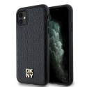 DKNY DKHMN61PSHRPSK iPhone 11 / Xr 6.1" czarny/black hardcase Leather Monogram Pattern Metal Logo MagSafe