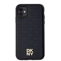 DKNY DKHMN61PSHRPSK iPhone 11 / Xr 6.1" czarny/black hardcase Leather Monogram Pattern Metal Logo MagSafe