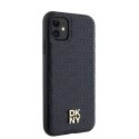 DKNY DKHMN61PSHRPSK iPhone 11 / Xr 6.1" czarny/black hardcase Leather Monogram Pattern Metal Logo MagSafe