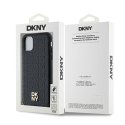 DKNY DKHMN61PSHRPSK iPhone 11 / Xr 6.1" czarny/black hardcase Leather Monogram Pattern Metal Logo MagSafe