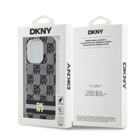 DKNY DKHMP13XHCPTSK iPhone 13 Pro Max 6.7" czarny/black hardcase IML Checkered Mono Pattern & Printed Stripes MagSafe