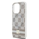 DKNY DKHMP14XHCPTSE iPhone 14 Pro Max 6.7" beżowy/beige hardcase IML Checkered Mono Pattern & Printed Stripes MagSafe