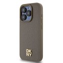 DKNY DKHMP14XPSHRPSW iPhone 14 Pro Max 6.7" brązowy/brown hardcase Leather Pattern Metal Logo MagSafe