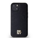 DKNY DKHMP14SPSHRPSK iPhone 14 / 15 / 13 czarny/black hardcase Leather Monogram Pattern Metal Logo MagSafe