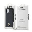 DKNY DKHMP14SPSHRPSK iPhone 14 / 15 / 13 czarny/black hardcase Leather Monogram Pattern Metal Logo MagSafe