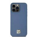 DKNY DKHMP15XPSHRPSB iPhone 15 Pro Max 6.7" niebieski/blue hardcase Leather Monogram Pattern Metal Logo MagSafe