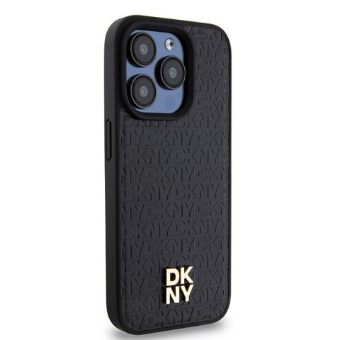 DKNY DKHMP15LPSHRPSK iPhone 15 Pro 6.1" czarny/black hardcase Leather Pattern Monogram Metal Logo MagSafe