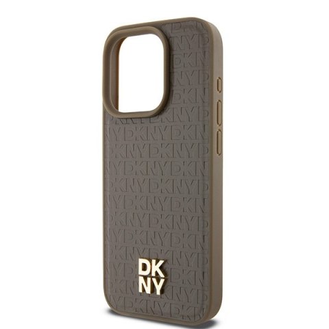DKNY DKHMP15LPSHRPSW iPhone 15 Pro 6.1" brązowy/brown hardcase Leather Monogram Pattern Metal Logo MagSafe