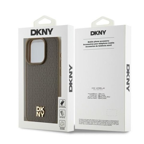 DKNY DKHMP15LPSHRPSW iPhone 15 Pro 6.1" brązowy/brown hardcase Leather Monogram Pattern Metal Logo MagSafe