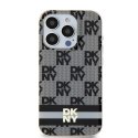 DKNY DKHMP15SHCPTSK iPhone 15 / 14 / 13 6.1" czarny/black hardcase IML Checkered Mono Pattern & Printed Stripes MagSafe