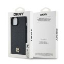 DKNY DKHMP15SPSHRPSK iPhone 15 / 14 / 13 6.1" czarny/black hardcase Leather Pattern Metal Logo MagSafe