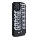 DKNY DKHMP15SPSOSPK iPhone 15 / 14 / 13 6.1" czarny/black hardcase Leather Printed Pattern Metal Logo MagSafe