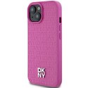 DKNY DKHMP15SPSHRPSP iPhone 15 / 14 / 13 6.1" różowy/pink hardcase Leather Pattern Metal Logo MagSafe