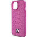 DKNY DKHMP15SPSHRPSP iPhone 15 / 14 / 13 6.1" różowy/pink hardcase Leather Pattern Metal Logo MagSafe