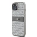 DKNY nakładka do iPhone 15 6,1" DKHCP15SPRTHSLE beżowa HC PU repeat texture pattern w tonal stripe