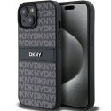 DKNY nakładka do iPhone 15 6,1" DKHCP15SPRTHSLK czarna HC PU repeat texture pattern w tonal stripe