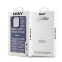 DKNY nakładka do iPhone 15 Pro 6,1" DKHCP15LPRTHSLB niebieska HC PU repeat texture pattern w tonal stripe