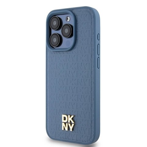 DKNY nakładka do iPhone 15 Pro 6,1" DKHMP15LPSHRPSB niebieska HC Magsafe pu repeat pattern w stack logo