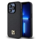 DKNY nakładka do iPhone 15 Pro 6,1" DKHMP15LPSHRPSK czarna HC Magsafe pu repeat pattern w stack logo