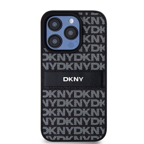 DKNY nakładka do iPhone 15 Pro Max 6,7" DKHCP15XPRTHSLK czarna HC PU repeat texture pattern w tonal stripe