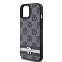 DKNY nakładka do iPhone 15 6,1" DKHCP15SPCPTSSK czarna HC PU checkered pattern w printed stripes