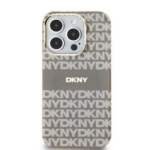 DKNY nakładka do iPhone 15 6,1" DKHMP15SHRHSEE beżowa HC Magsafe pc tpu repeat texture pattern w stripe